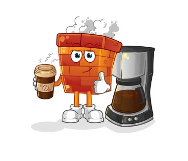 Baca kahve illüstrasyonu içiyor. karakter vektörü