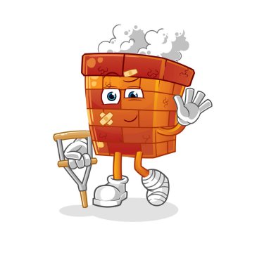 Topallayan sopayla hasta baca. çizgi film maskotu vektörü