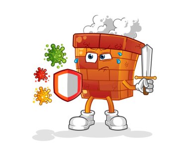 Virüs çizgi filmine karşı baca. çizgi film maskotu vektörü