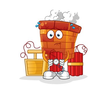 Baca tutan dinamit karakteri. çizgi film maskotu vektörü