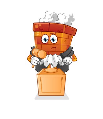 Baca hakimi tokmağı tutuyor. karakter vektörü