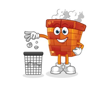 Bacadan çöp maskotu fırlat. çizgi film vektörü