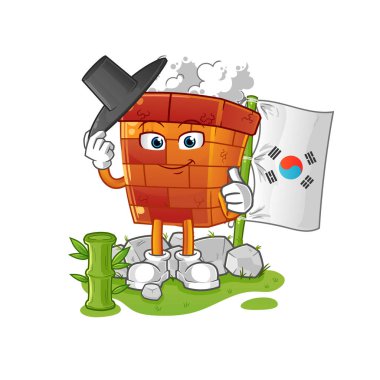 Baca Koreli karakter. çizgi film maskotu vektörü