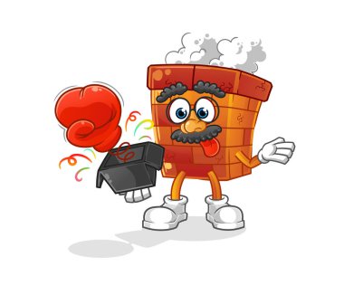 Kutudaki baca şakası eldiveni. çizgi film maskotu