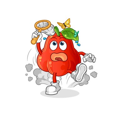 su elması kelebek resmi yakalar. karakter vektörü