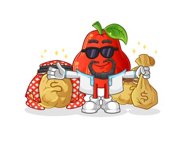 Elma zengini Arap maskotu. çizgi film vektörü