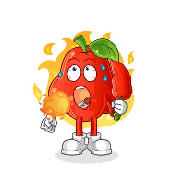 su elması sıcak biber maskotu yer. çizgi film vektörü