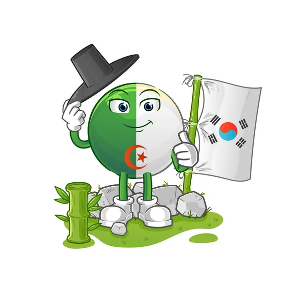 Personagem Coreano Bandeira Argelina Vetor Mascote Desenhos Animados — Vetor de Stock