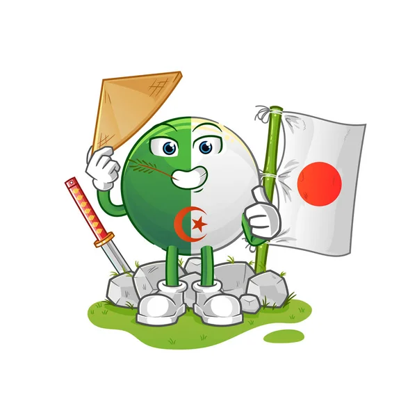 Algerisk Flagga Japansk Vektor Tecknad Figur — Stock vektor