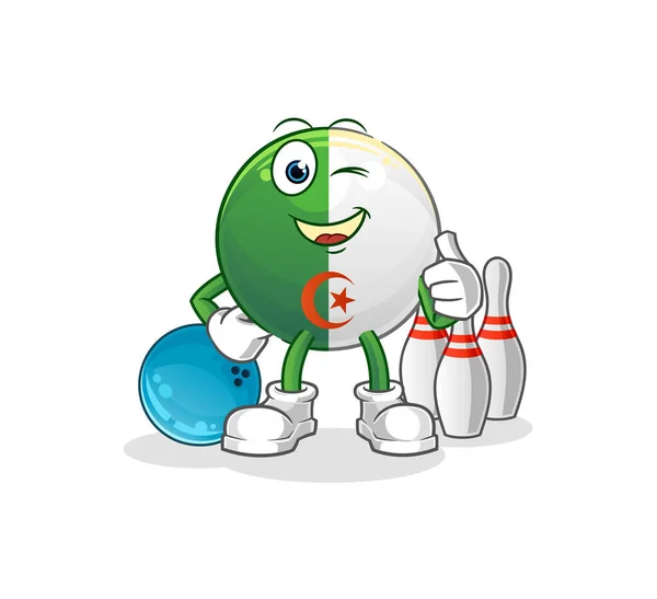 Algerian Flag Play Bowling Illustration Character Vector — Stock Vector