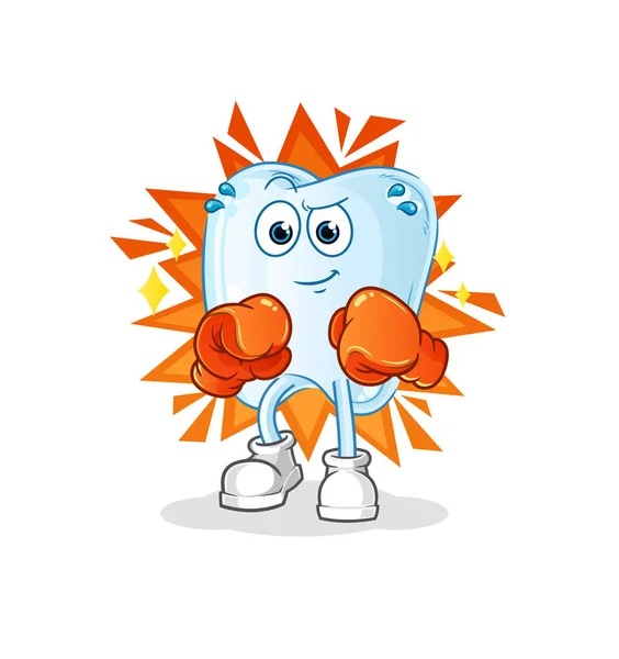 Dent Boxer Personaggio Vettore Della Mascotte Del Fumetto — Vettoriale Stock