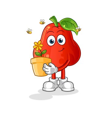 Çiçek kabıyla birlikte su elması. karakter vektörü