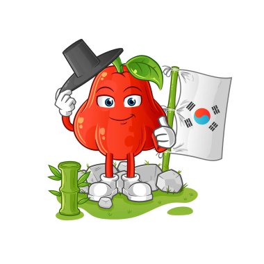 su elması Koreli karakter. çizgi film maskotu vektörü