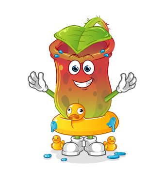 Ördek şamandıralı iğneler. çizgi film maskotu vektörü