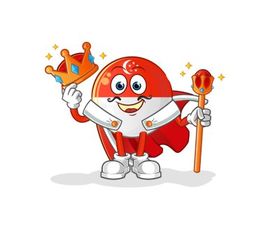 Singapur bayrak kral vektörü. çizgi film karakteri