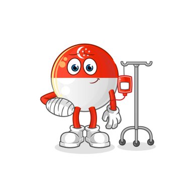 Singapur bayrağı IV illüstrasyonunda hastalandı. karakter vektörü