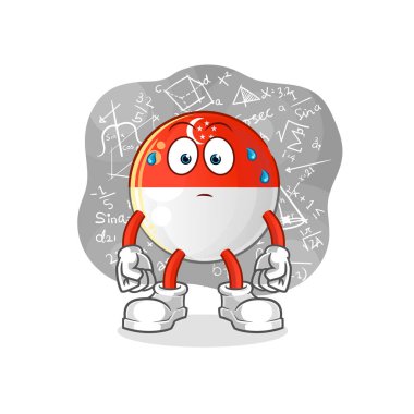 Singapur bayrağı sert düşünüyor. çizgi film karakteri