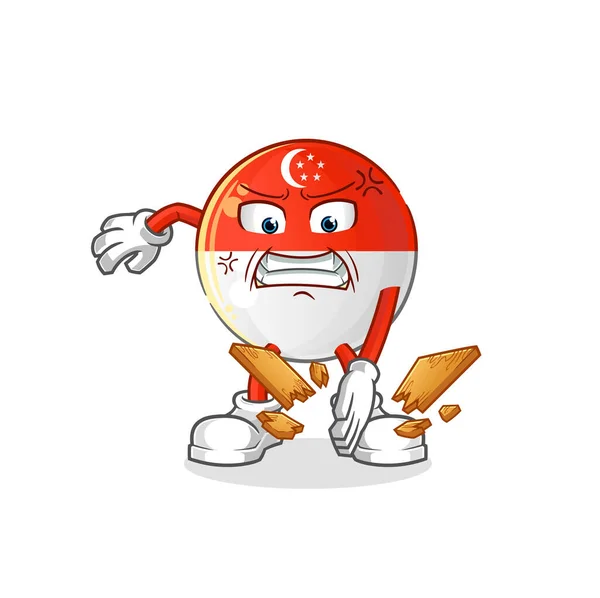 Singapore Bandera Karate Mascota Vector Dibujos Animados — Archivo Imágenes Vectoriales