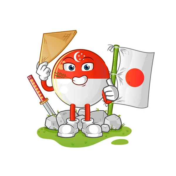 Singapore Flag Japanese Vector Cartoon Character — Stock Vector