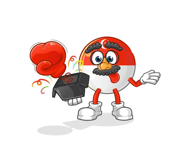 Singapore Flag Prank Glove Box Cartoon Mascot — Stock Vector