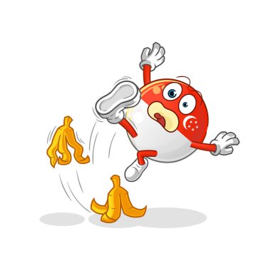 Singapur bayrağı muza kaydı. çizgi film maskotu vektörü