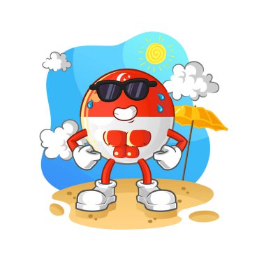 Singapur bayrağı yazın güneşleniyor. karakter vektörü