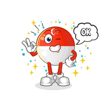 Singapur bayrağı kabul ediyor maskot. çizgi film vektörü