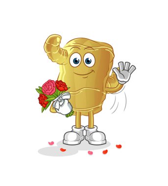 Buket maskotlu kızıl. çizgi film vektörü