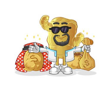 Kızıl zengin Arap maskotu. çizgi film vektörü