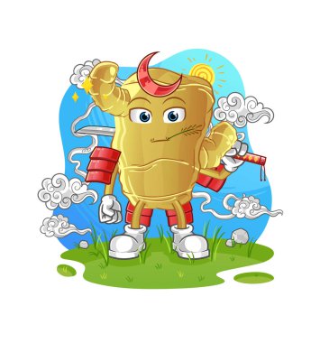 Kızıl Samuray çizgi filmi. çizgi film maskotu vektörü