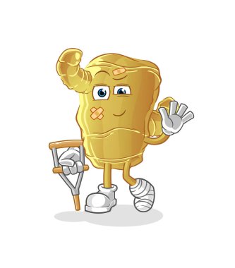 Topallayan sopayla kızıl hastalığı. çizgi film maskotu vektörü