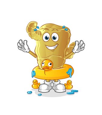 Ördek şamandıralı zencefil. çizgi film maskotu vektörü