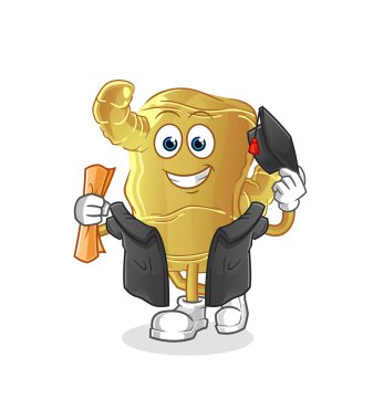 Zencefil mezuniyet vektörü. çizgi film karakteri