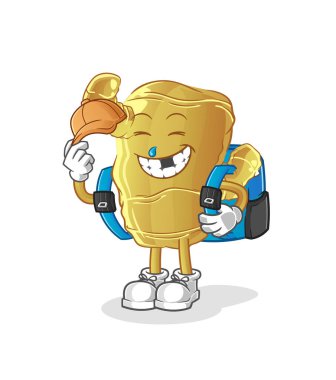 Ginger okul vektörüne gidiyor. çizgi film karakteri