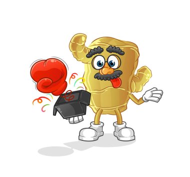 Zencefilli şaka eldiveni kutuda. çizgi film maskotu