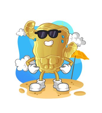 Yazın zencefil güneş banyosu. karakter vektörü