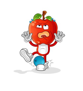 Elma kafalı çizgi film Hiten bovling ile. çizgi film maskotu vektörü