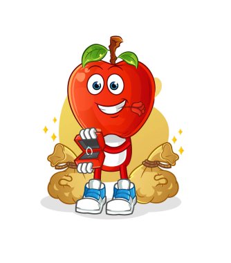 Elma kafalı çizgi film, yüzükle evlenme teklif ediyor. çizgi film maskotu vektörü