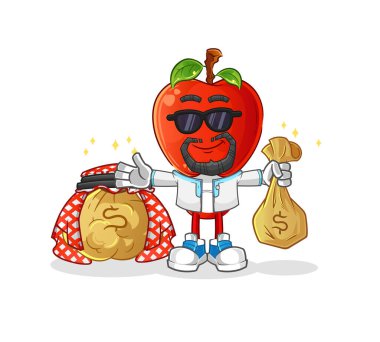 Elma kafalı çizgi film zengin Arap maskotu. çizgi film vektörü