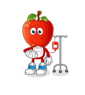 Elma kafalı karikatür, IV illüstrasyonunda hasta. karakter vektörü