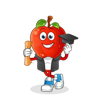 Elma kafalı çizgi film mezuniyet vektörü. çizgi film karakteri