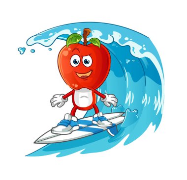 Elma kafalı sörf karakteri. çizgi film maskotu vektörü