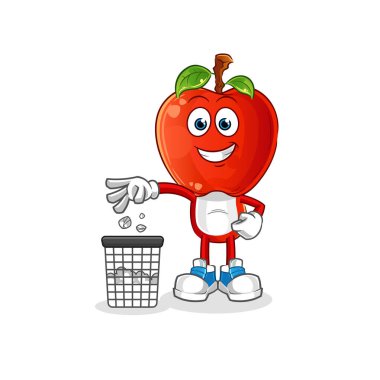 Elma kafalı çizgi film. Çöp maskotu at. çizgi film vektörü