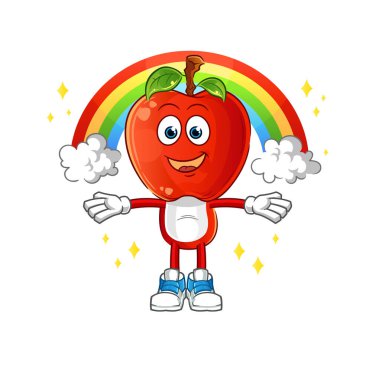 Elma kafalı, gökkuşaklı bir çizgi film. çizgi film vektörü