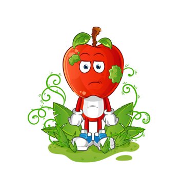 Elma kafalı çizgi film çok uzun bir maskot bekliyor. çizgi film vektörü