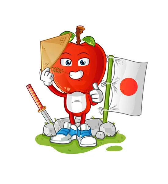 Äpple Huvud Tecknad Japansk Vektor Tecknad Figur — Stock vektor