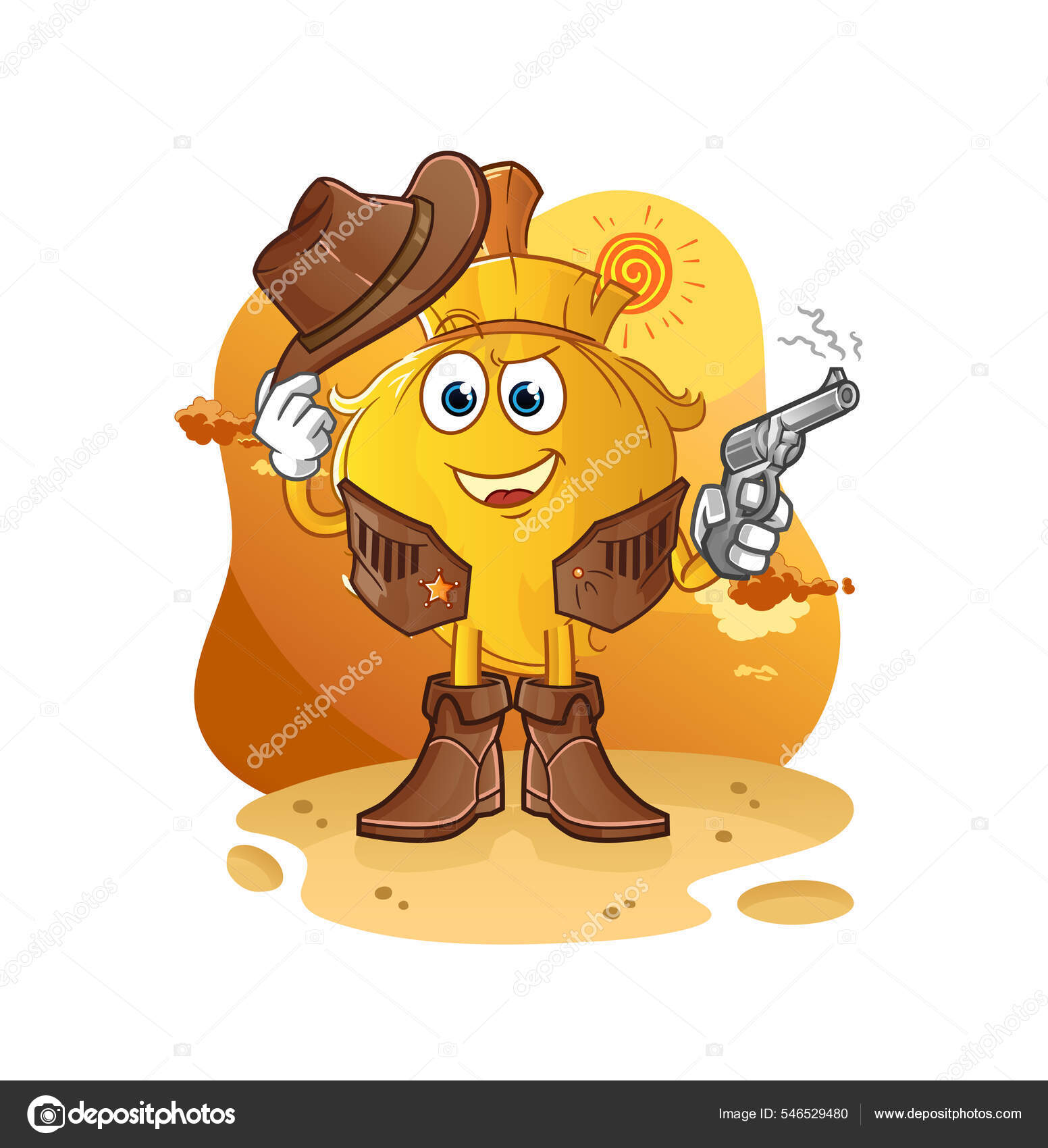 Broom Cowboy Gun Character Vector Stock Vector by ©hariyusuf.rap.gmail