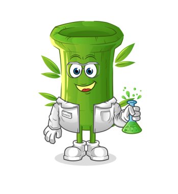 Bambu bilim adamı karakteri. çizgi film maskotu vektörü