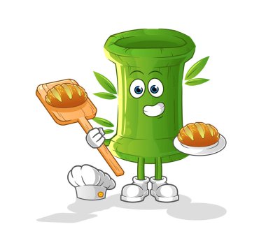Ekmekli bambu fırını. çizgi film maskotu vektörü