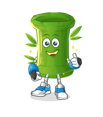 Bambu robot karakter. çizgi film maskotu vektörü